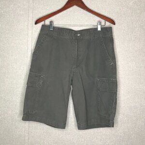 RusticRidge 100% Cotton Olive Green Cargo Shorts